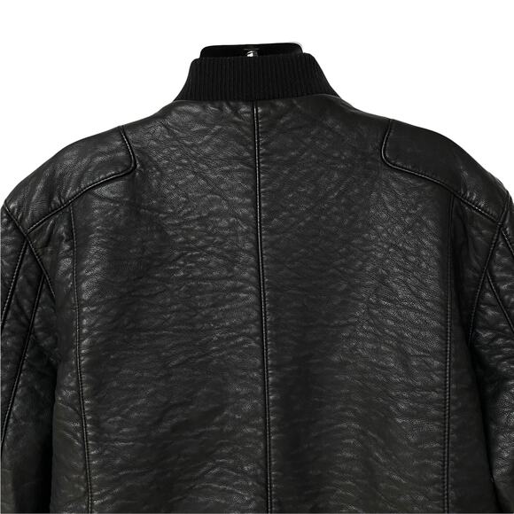 asos Moto Jacket Black Faux Leather Biker Motorcycle Coat Women's Size 8 - Picture 7 of 10